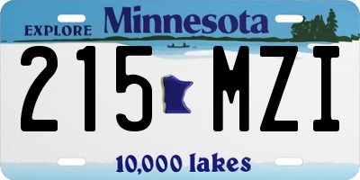 MN license plate 215MZI