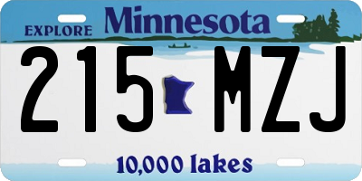 MN license plate 215MZJ