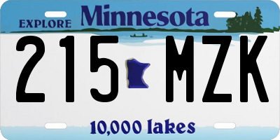 MN license plate 215MZK