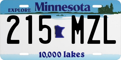 MN license plate 215MZL