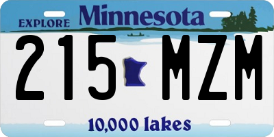 MN license plate 215MZM