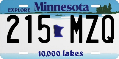 MN license plate 215MZQ
