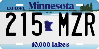 MN license plate 215MZR