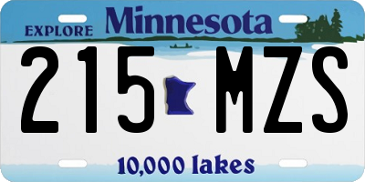 MN license plate 215MZS
