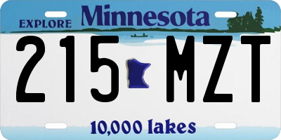 MN license plate 215MZT