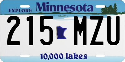 MN license plate 215MZU