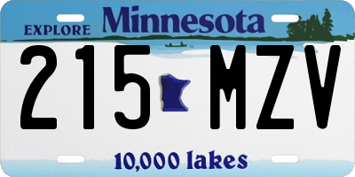 MN license plate 215MZV