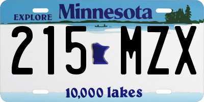 MN license plate 215MZX