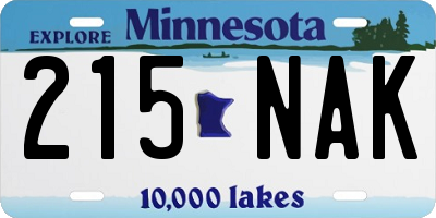 MN license plate 215NAK