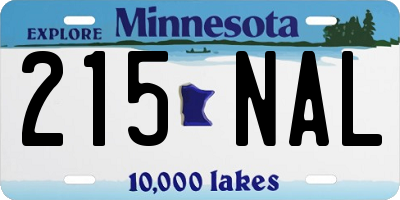 MN license plate 215NAL