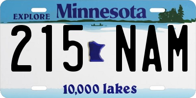 MN license plate 215NAM