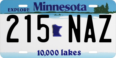 MN license plate 215NAZ