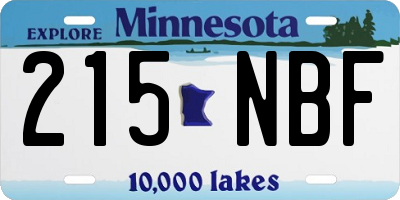 MN license plate 215NBF