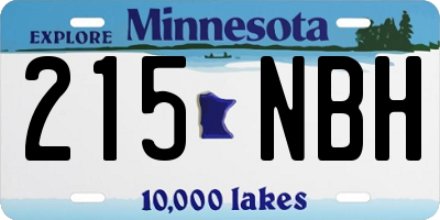 MN license plate 215NBH