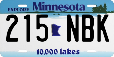 MN license plate 215NBK
