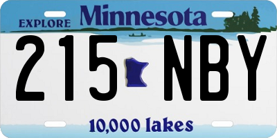 MN license plate 215NBY