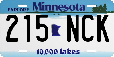MN license plate 215NCK