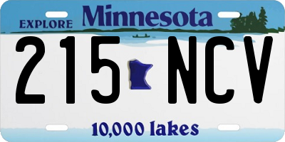 MN license plate 215NCV