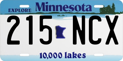 MN license plate 215NCX