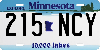 MN license plate 215NCY
