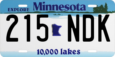 MN license plate 215NDK