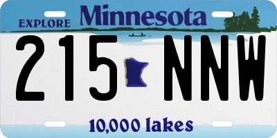 MN license plate 215NNW