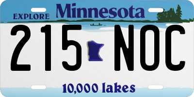 MN license plate 215NOC