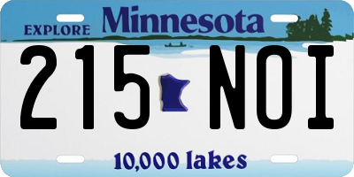 MN license plate 215NOI