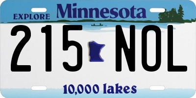 MN license plate 215NOL