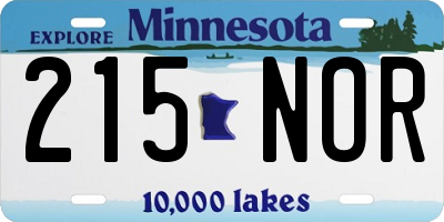 MN license plate 215NOR