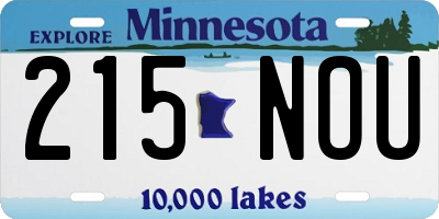 MN license plate 215NOU