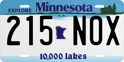 MN license plate 215NOX