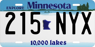 MN license plate 215NYX
