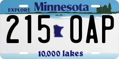 MN license plate 215OAP