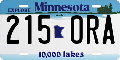 MN license plate 215ORA