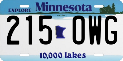 MN license plate 215OWG
