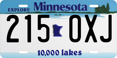 MN license plate 215OXJ