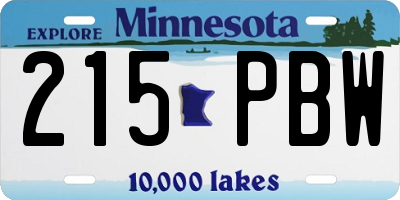 MN license plate 215PBW