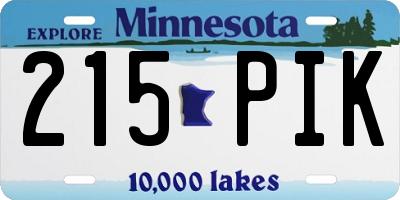 MN license plate 215PIK