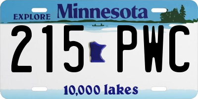 MN license plate 215PWC