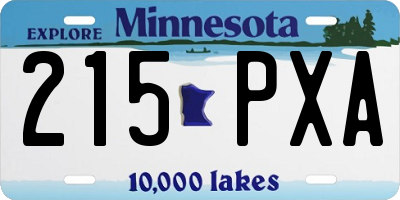 MN license plate 215PXA