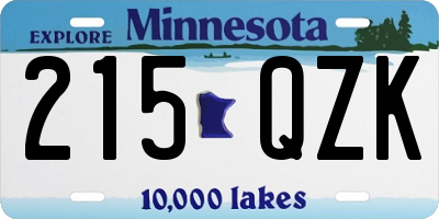 MN license plate 215QZK