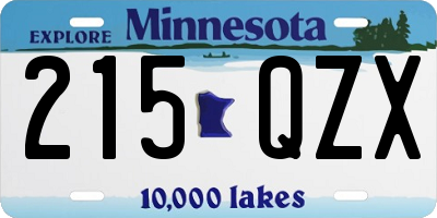 MN license plate 215QZX