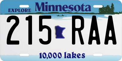 MN license plate 215RAA