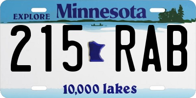 MN license plate 215RAB