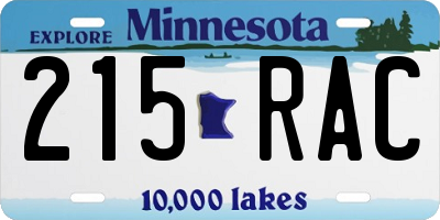 MN license plate 215RAC