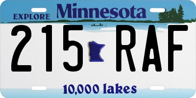 MN license plate 215RAF