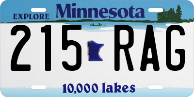 MN license plate 215RAG