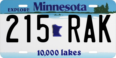 MN license plate 215RAK