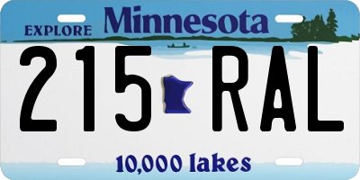 MN license plate 215RAL